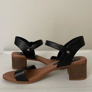 Women’s Size 10 black strap, wood heel Steve Maddens.